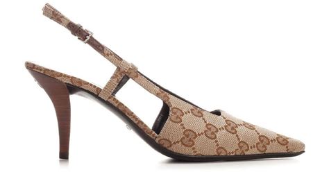 gucci allover gg logo slingback pumps|Gucci block heel pumps.